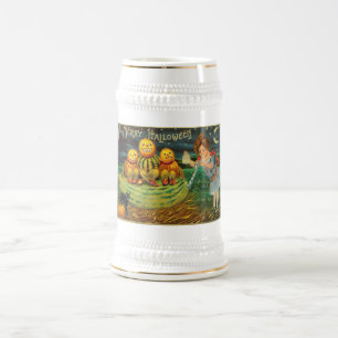 Young Witch's Brew: Pumpkin Men on Magick Altar Beer Stein