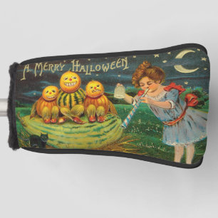 Young Witch's Brew: Pumpkin Men on Magick Altar Golf Head Cover
