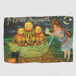 Young Witch's Brew: Pumpkin Men on Magick Altar Golf Towel