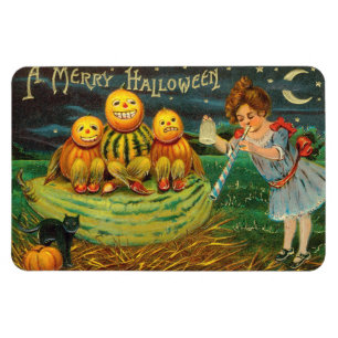 Young Witch's Brew: Pumpkin Men on Magick Altar Magnet
