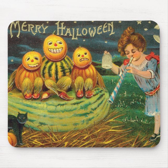 Young Witch's Brew: Pumpkin Men on Magick Altar Mouse Pad (Front)