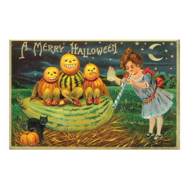 Young Witch's Brew: Pumpkin Men on Magick Altar Photo Print (Front)