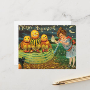 Young Witch's Brew: Pumpkin Men on Magick Altar Postcard