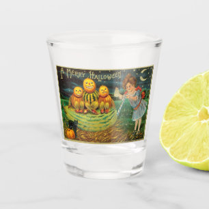 Young Witch's Brew: Pumpkin Men on Magick Altar Shot Glass