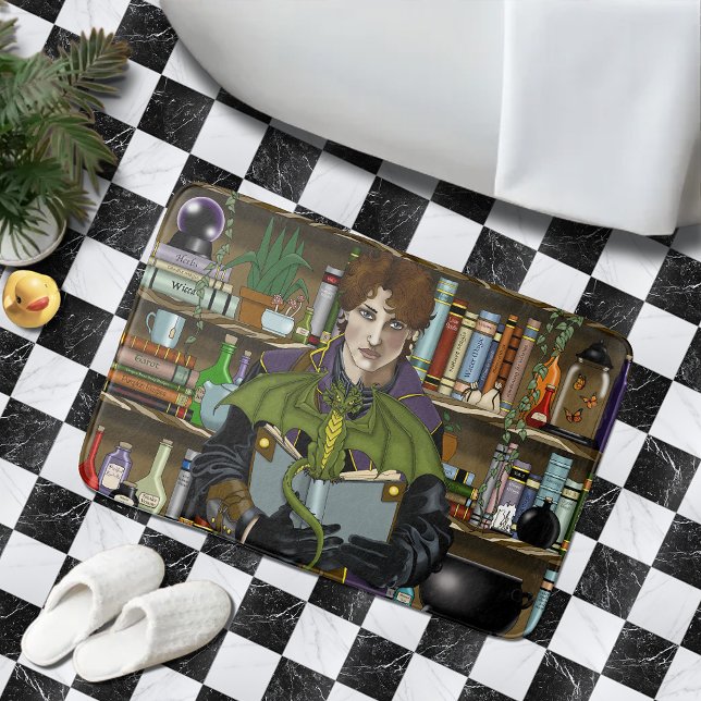 Young Wizard Fantasy Library Books Dragon Bath Mat (Creator Uploaded)