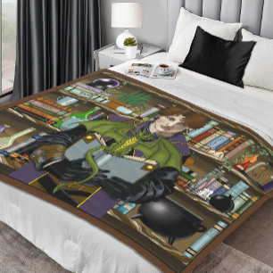 Young Wizard Fantasy Library Books Dragon Fleece Blanket