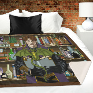 Young Wizard Fantasy Library Books Dragon Sherpa Blanket