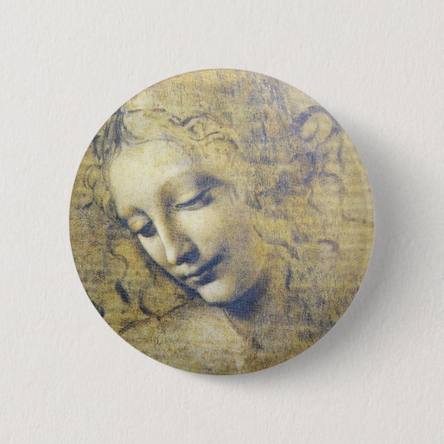 young woman 2 inch round button (Front)