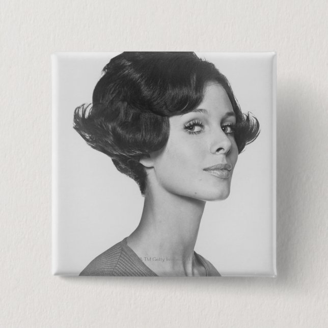 Young Woman 2 Inch Square Button (Front)