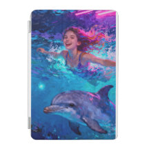 Young woman and dolphin.
