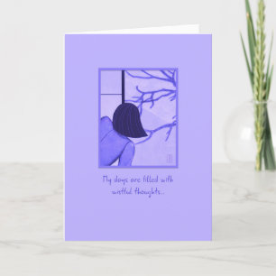 Young Woman at Shoji Screen Missing You Card