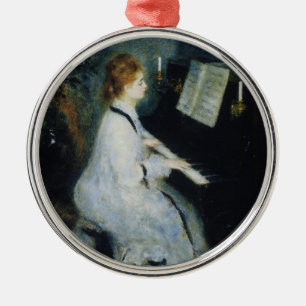 Young Woman at the Piano by Renoir Metal Ornament