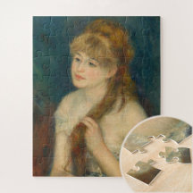 Young Woman Braiding Her Hair by Renoir