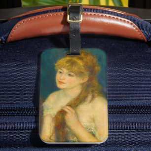Young Woman Braiding Her Hair by Renoir Luggage Tag