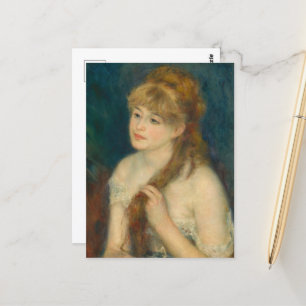 Young Woman Braiding Her Hair by Renoir Postcard