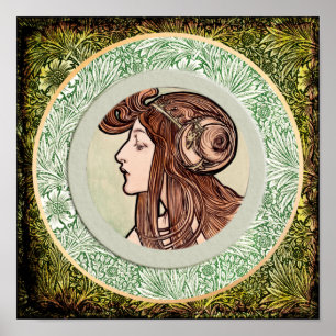 Young woman by Alphonse Mucha Poster