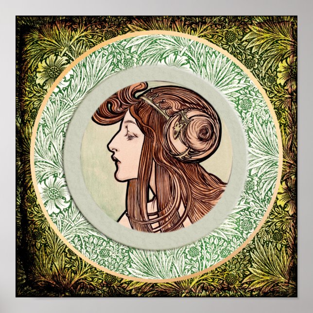 Young woman by Alphonse Mucha Poster (Front)