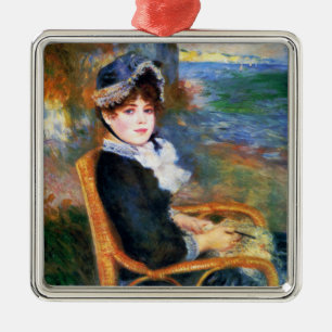 Young Woman by the Seashore (by Renoir) Metal Ornament