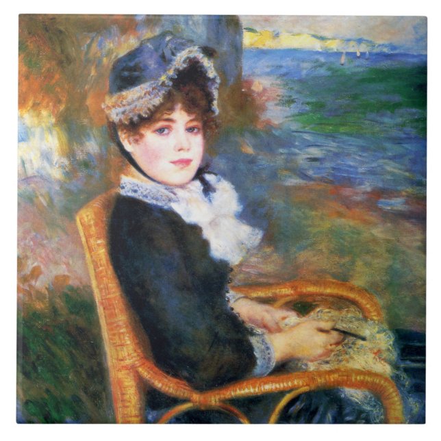 Young Woman by the Seashore (by Renoir) Tile (Front)