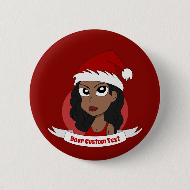 Young woman Christmas cartoon 2 Inch Round Button (Front)