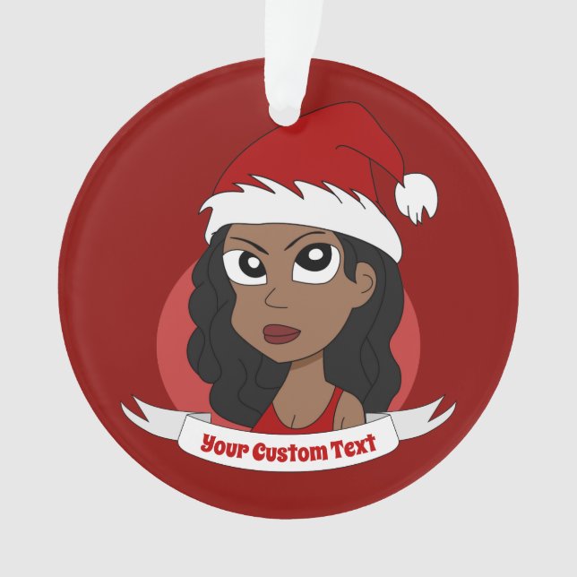 Young woman Christmas cartoon Ornament (Front)