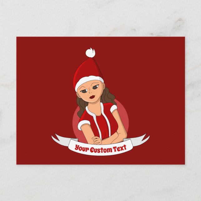 Young woman Christmas cartoon Postcard (Front)