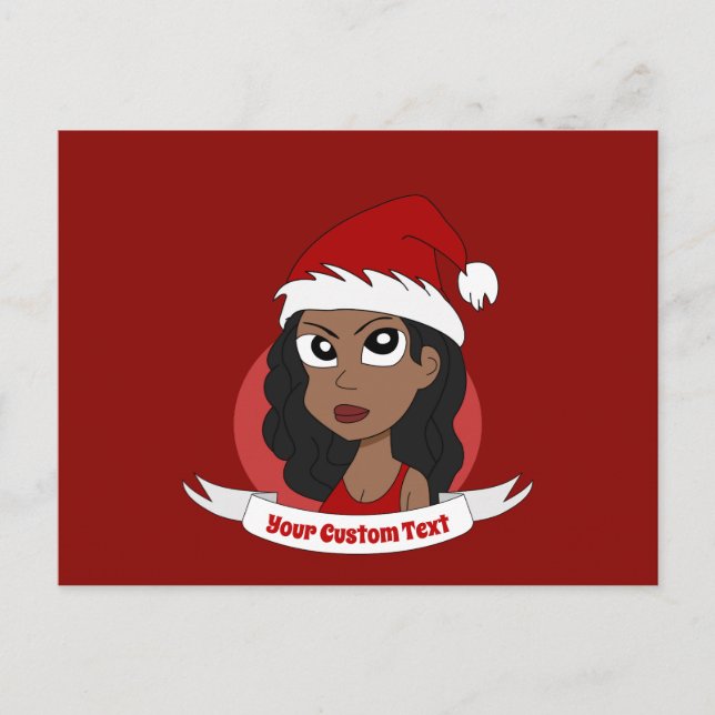 Young woman Christmas cartoon Postcard (Front)