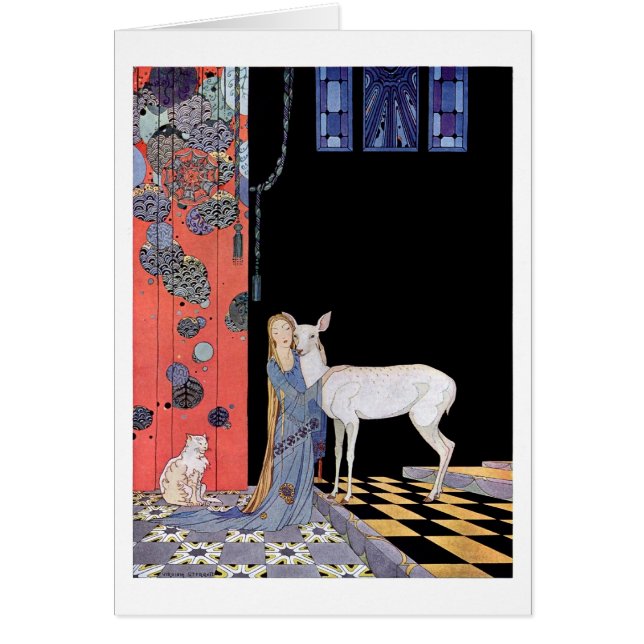 Young woman embracing a doe (Front)