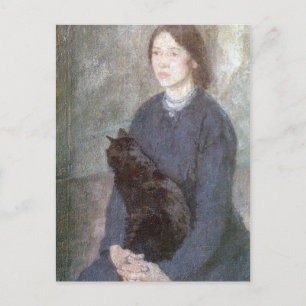Young Woman Holding a Black Cat - Gwen John Postcard