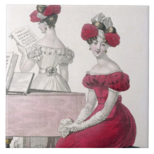 Young Woman in a Crepe Evening Dress with an Elabo Tile