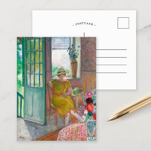 Young Woman in a Flowery Interior Henri Lebasque Postcard