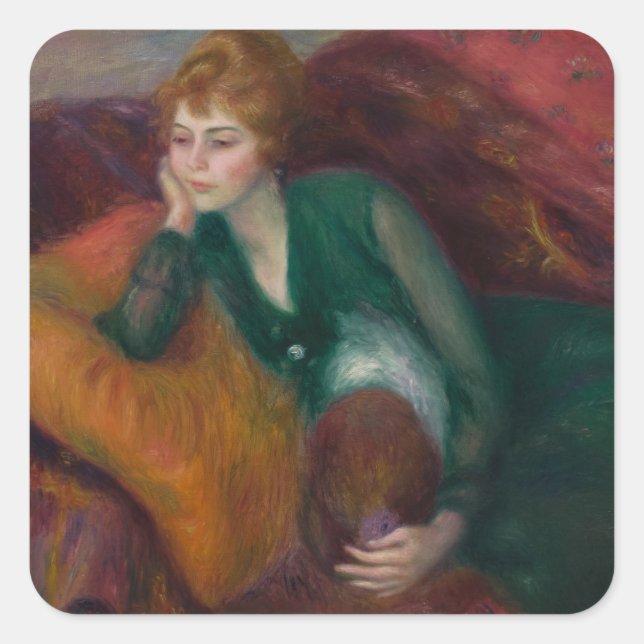 Young Woman in Green, William James Glackens  Square Sticker (Front)