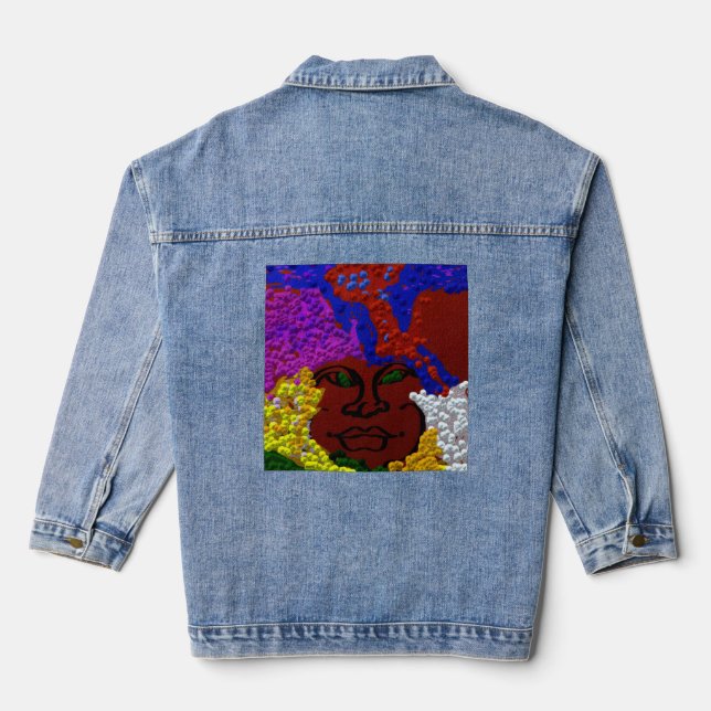 Young Woman in the Flower Mist Denim Jacket (Back)