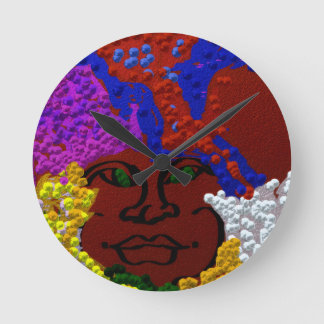 Young Woman in the Flower Mist Round Clock