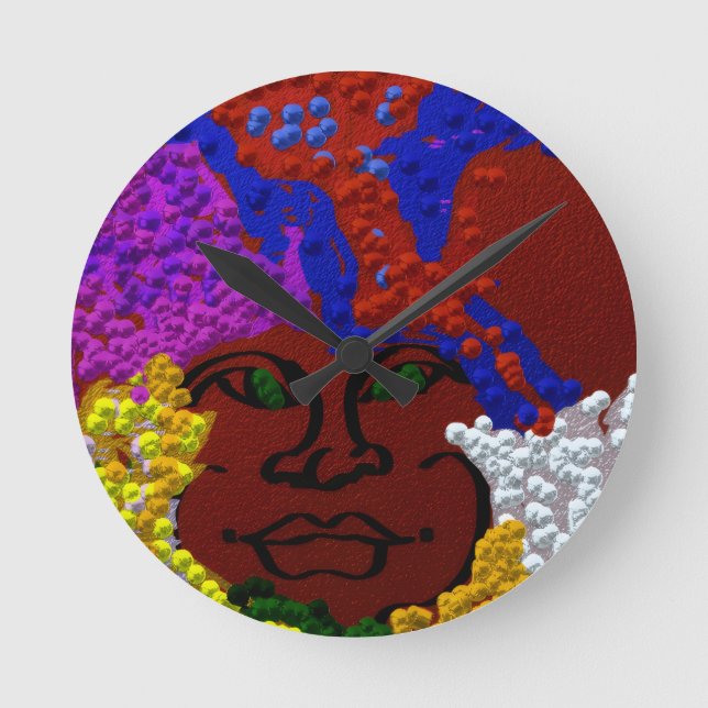 Young Woman in the Flower Mist Round Clock (Front)