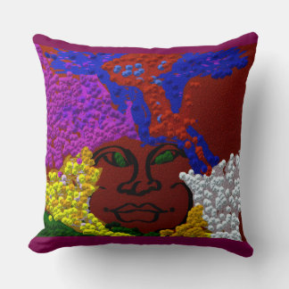 Young Woman in the Flower Mist Throw Pillow