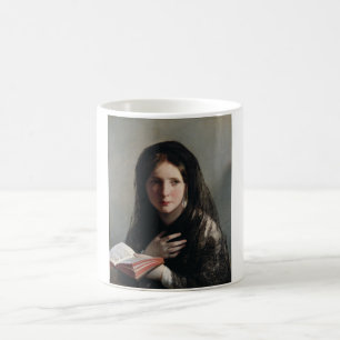 Young Woman Lost in Dreams (Reading a Book) Coffee Mug