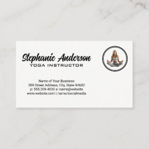 Young Woman Meditating   Yoga Pose Business Card