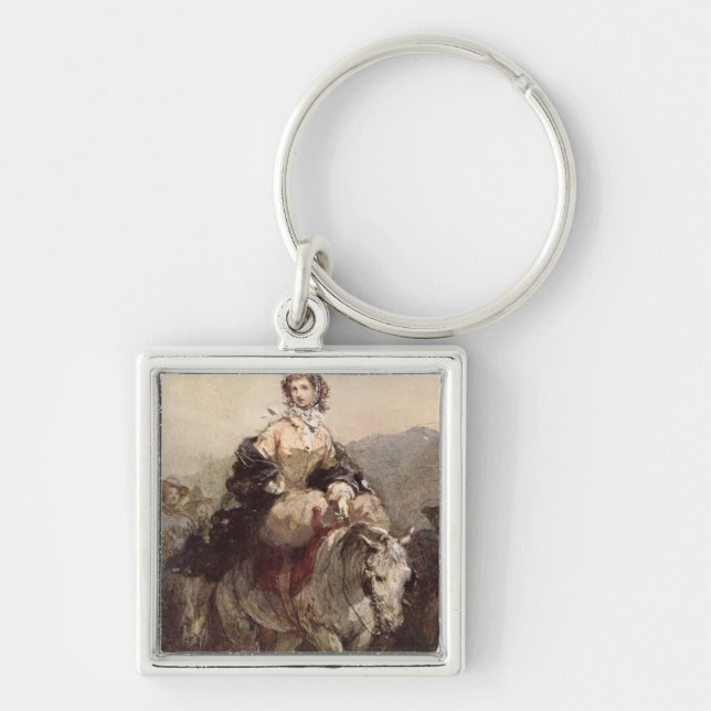 Young Woman on a Horse Keychain (Front)