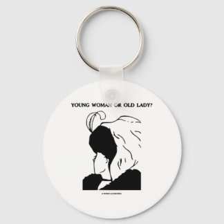 Young Woman Or Old Lady? (Optical Illusion) Keychain