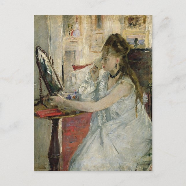 Young Woman Powdering her Face, 1877 Postcard (Front)