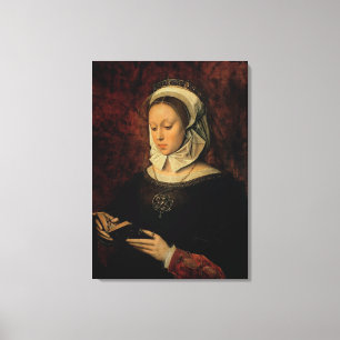 Young Woman Reading a Book of Hours (oil on panel) Canvas Print