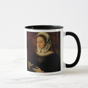Young Woman Reading a Book of Hours (oil on panel) Mug