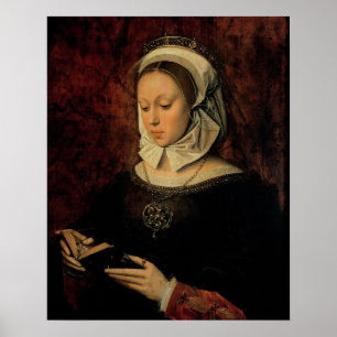 Young Woman Reading a Book of Hours (oil on panel) Poster