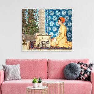 Young Woman Reading Osman Hamdi Bey Canvas Print