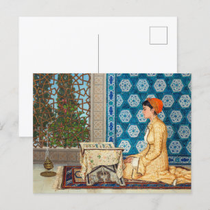 Young Woman Reading   Osman Hamdi Bey   Postcard