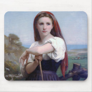 Young Woman Shepherdess, Bouguereau Mouse Pad