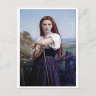 Young Woman Shepherdess, Bouguereau Postcard