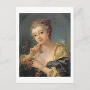 Young Woman with a Bouquet of Roses Postcard