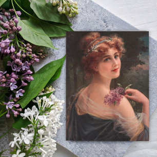 Young Woman with a Sprig of Lilac by Emile Vernon  Postcard